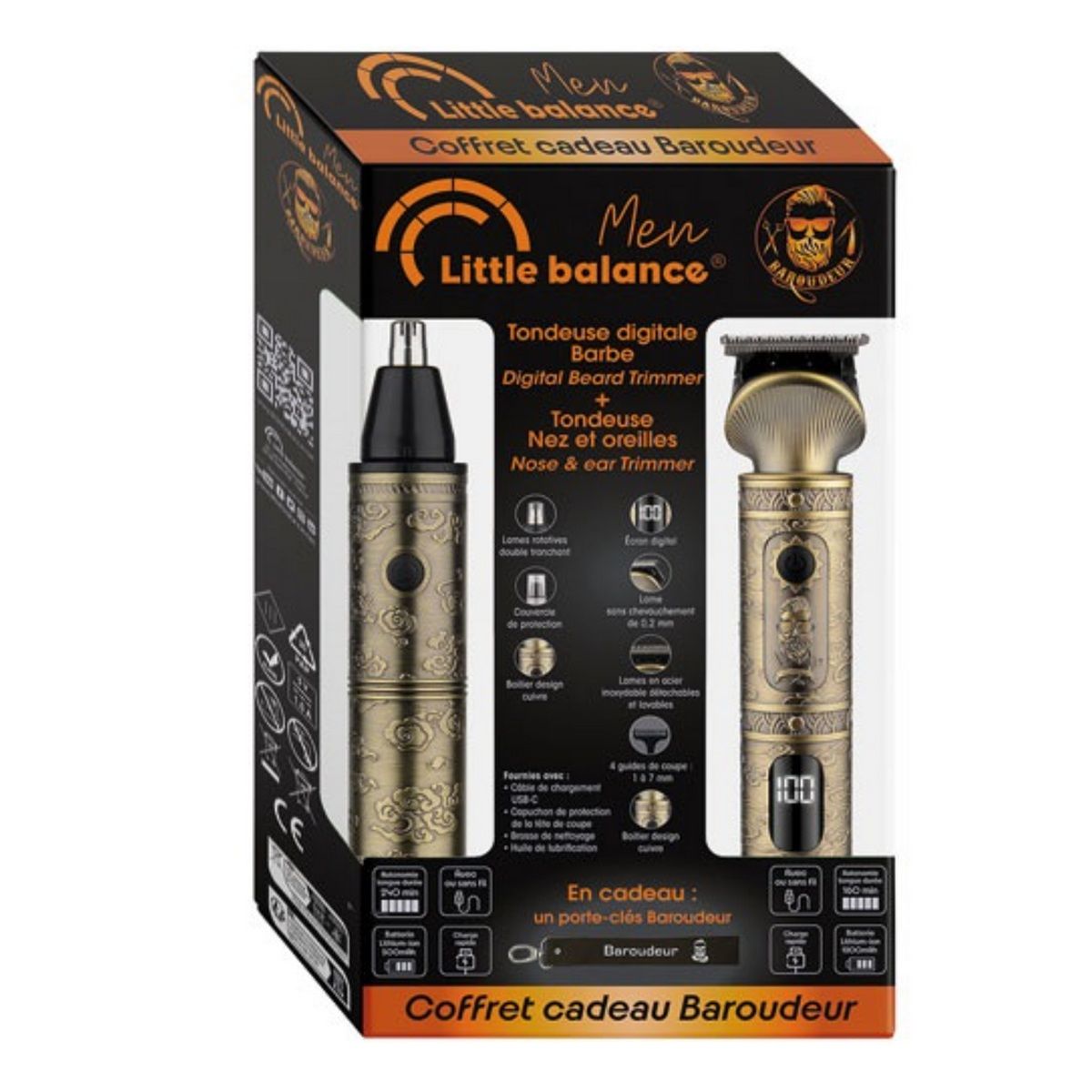 Coffret Baroudeur Tondeuse Barbe, Nez Et Oreilles Little Balance 8937