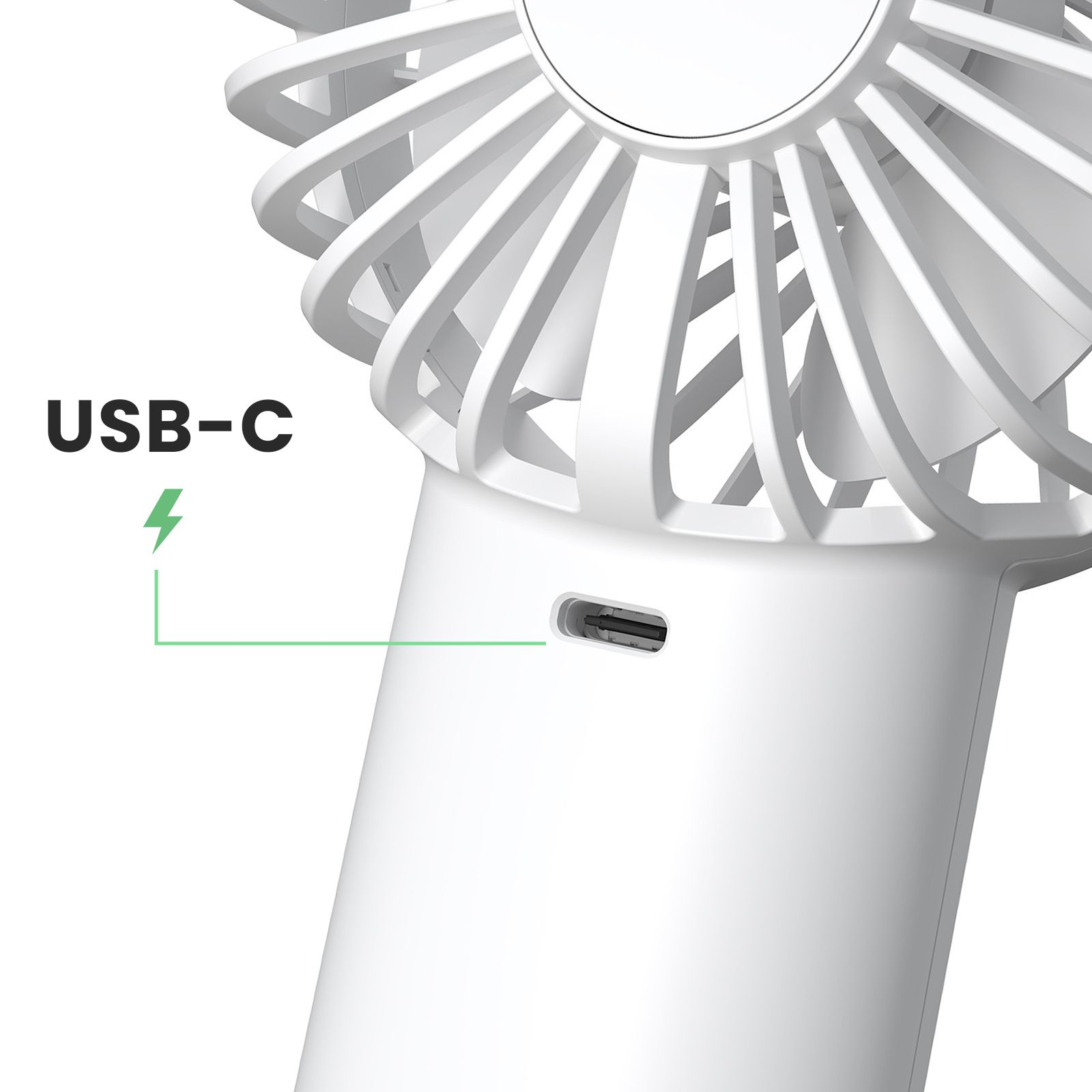 Ventilateur Portable 2 En 1 Batterie 4000mah Charge Usb-c Torche Blanc Akashi