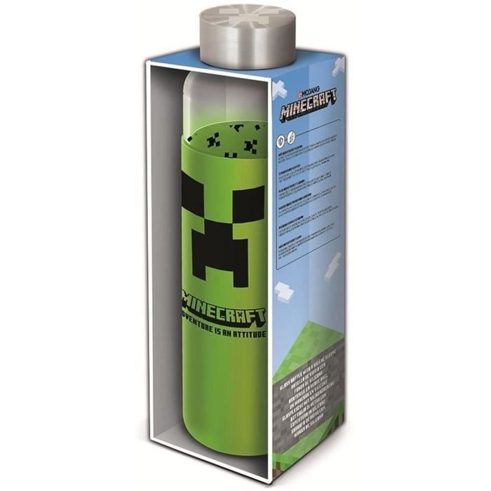 Stor Bouteille Minecraft En Verre Avec Manchon Silicone Réutilisable 585 Ml