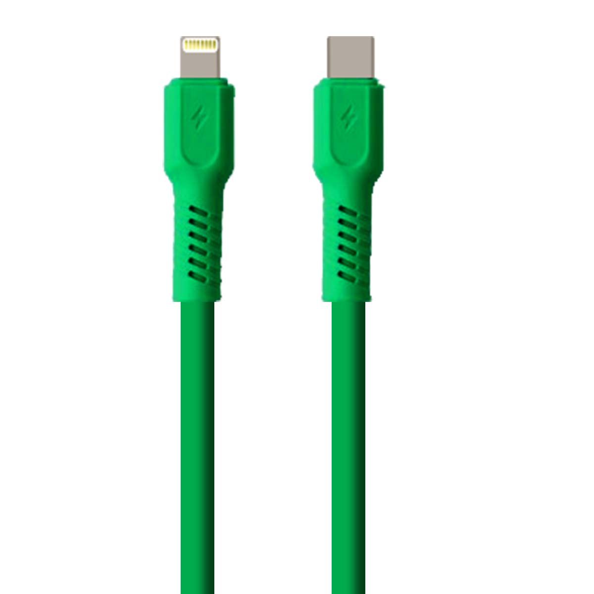 Câble De Charge 2.4a Et Synchro Usb-c Vers Lightning 27w 1,8m Vert Forever