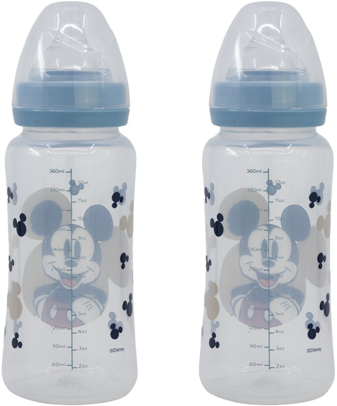 Lot De 2 Biberons - Mickey Collector - 360 Ml - Tétine Silicone - Débit 3 Positions
