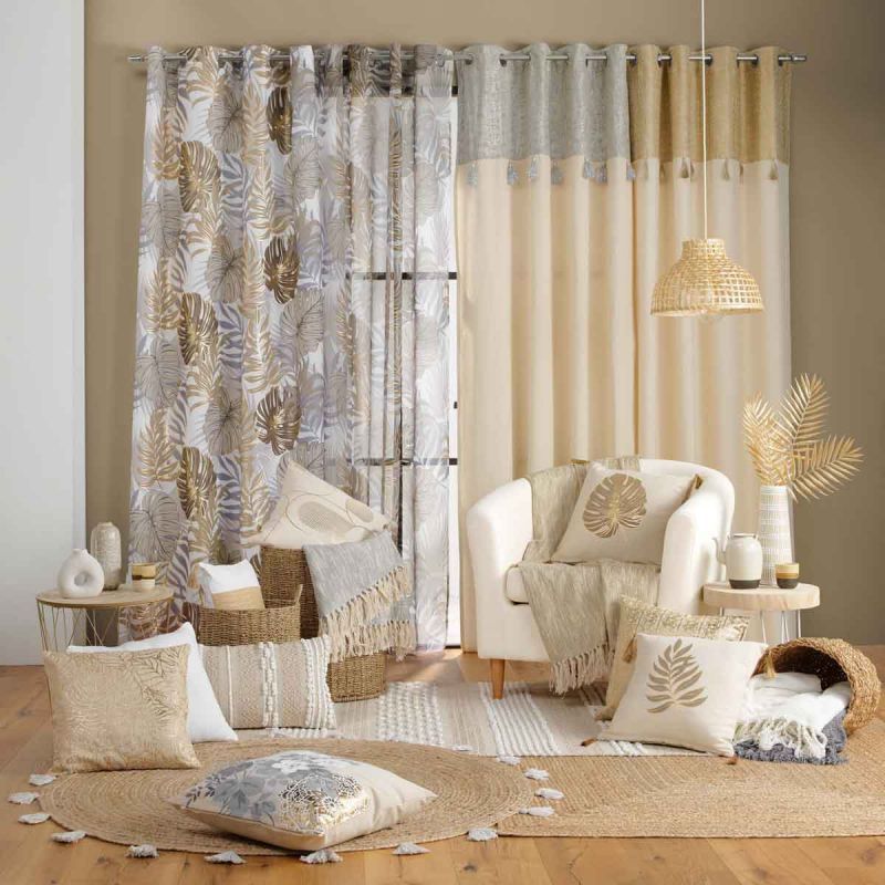 Paris Prix - Rideau À Œillets "mogador" 140x260cm Beige