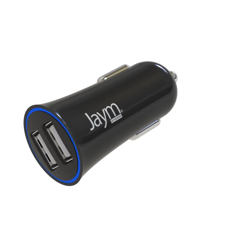 Product Image for Chargeur Voiture Double Usb-a 12w 2.4a Compact Et Léger Avec Parasurtenseur Noir Jaym