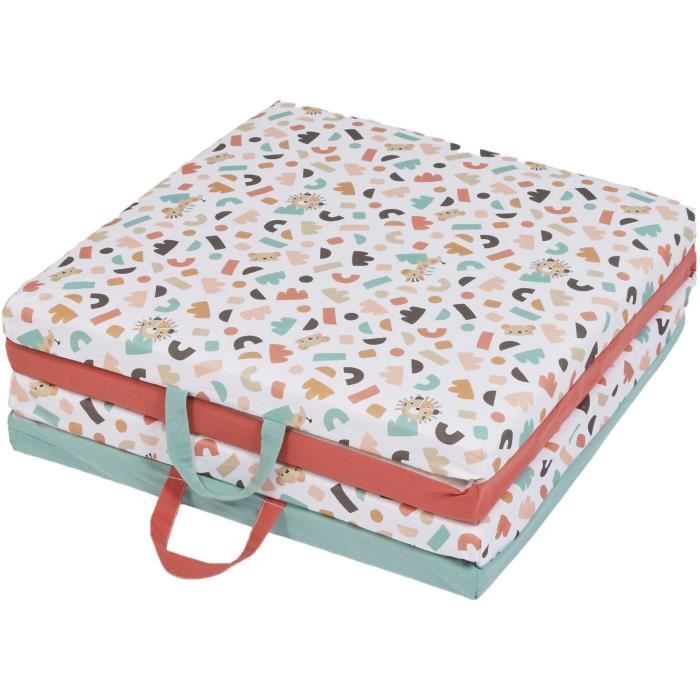 Tapis D'éveil Malin Tapis Évolutif Multifonction 3-en-1 120 X 120 Cm Géométrique / Animaux Rigolos