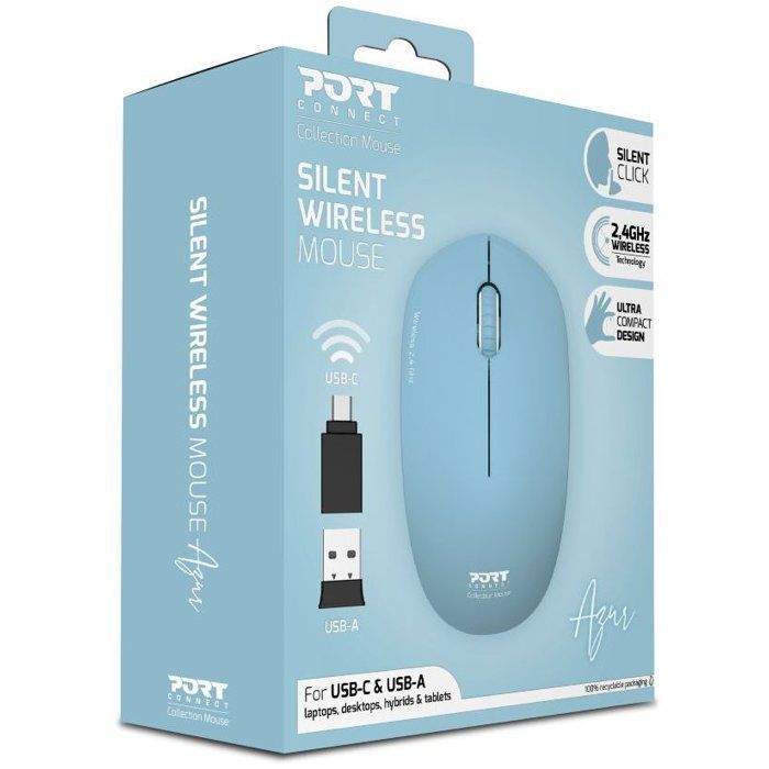 Souris Sans Fil - Port Designs - 900544 Collection Ii - 2.4 Ghz - Bleu Azur