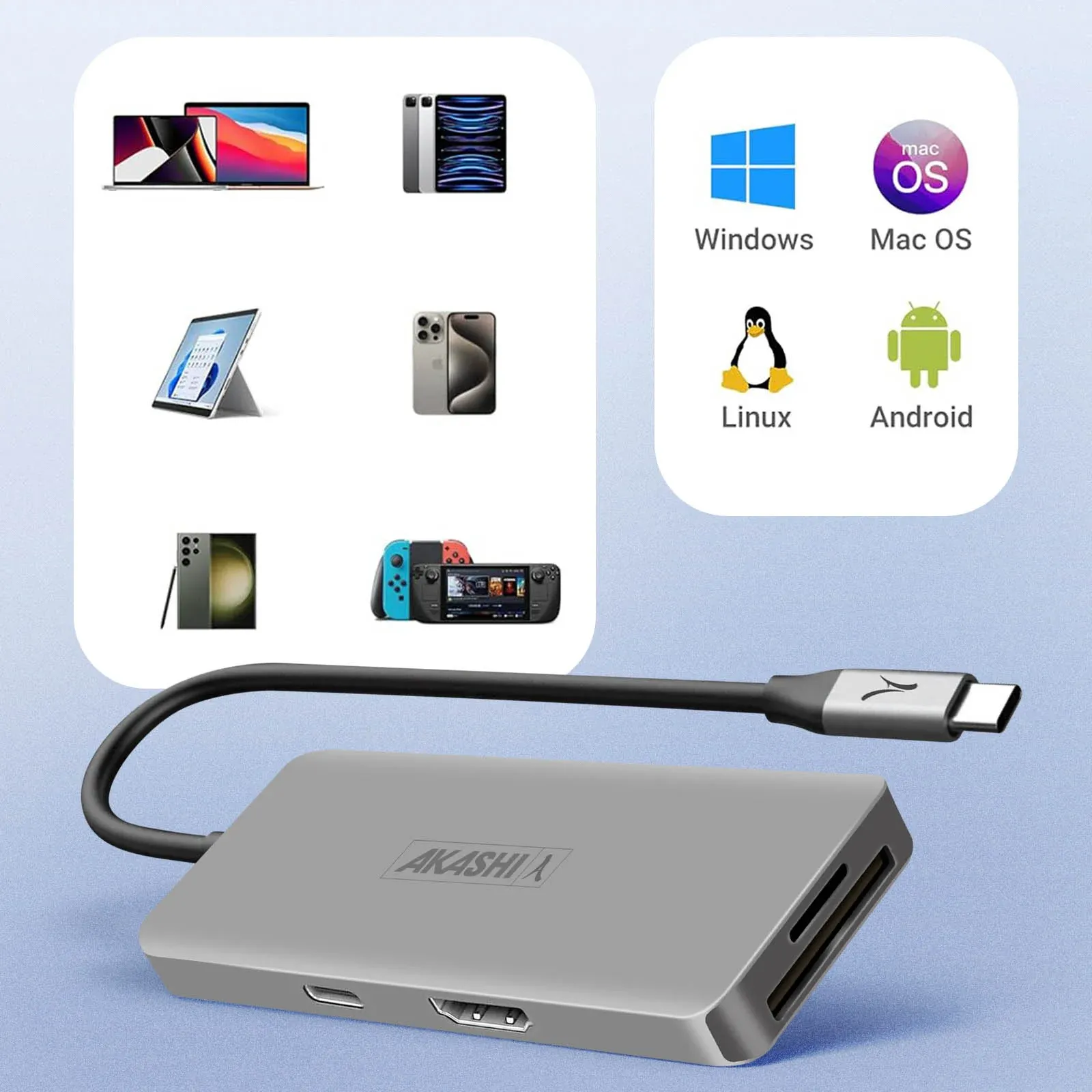 Connectique Data Akashi Althub7in1tc