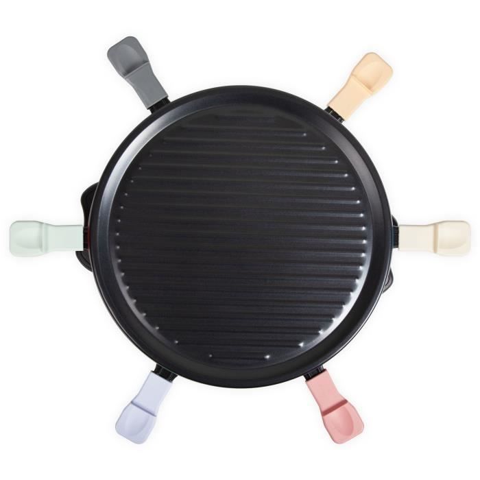 Appareil A Raclette 6 Personnes - Doc207p - 800w - 6 Personnes - Porte Grill Amovible - 6 Spatules Et 6 Caquelons