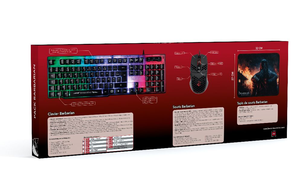 Konix 61889000004 clavier Souris incluse Jouer USB AZERTY Français Noir