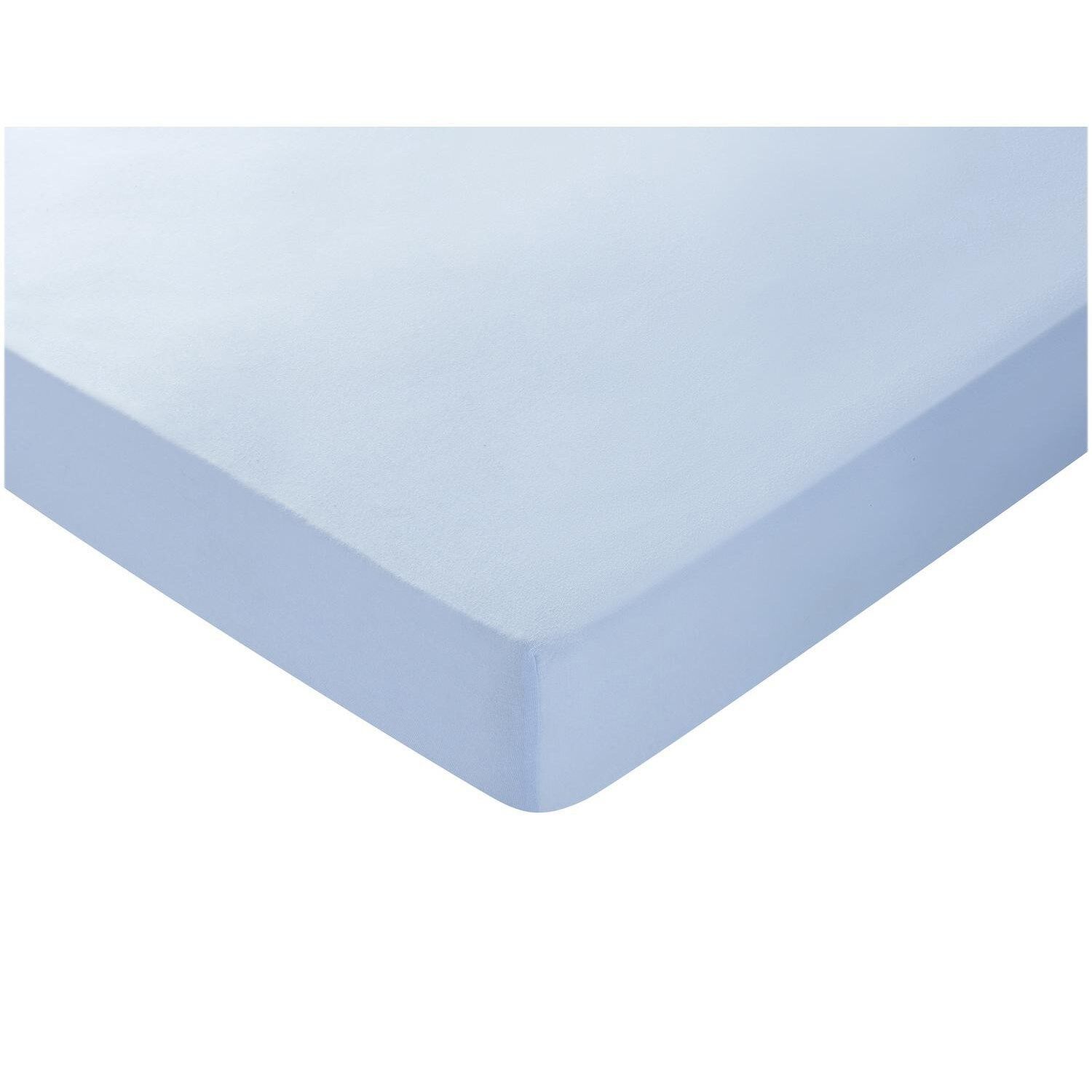 Drap housse blanc/bleu TEX BABY