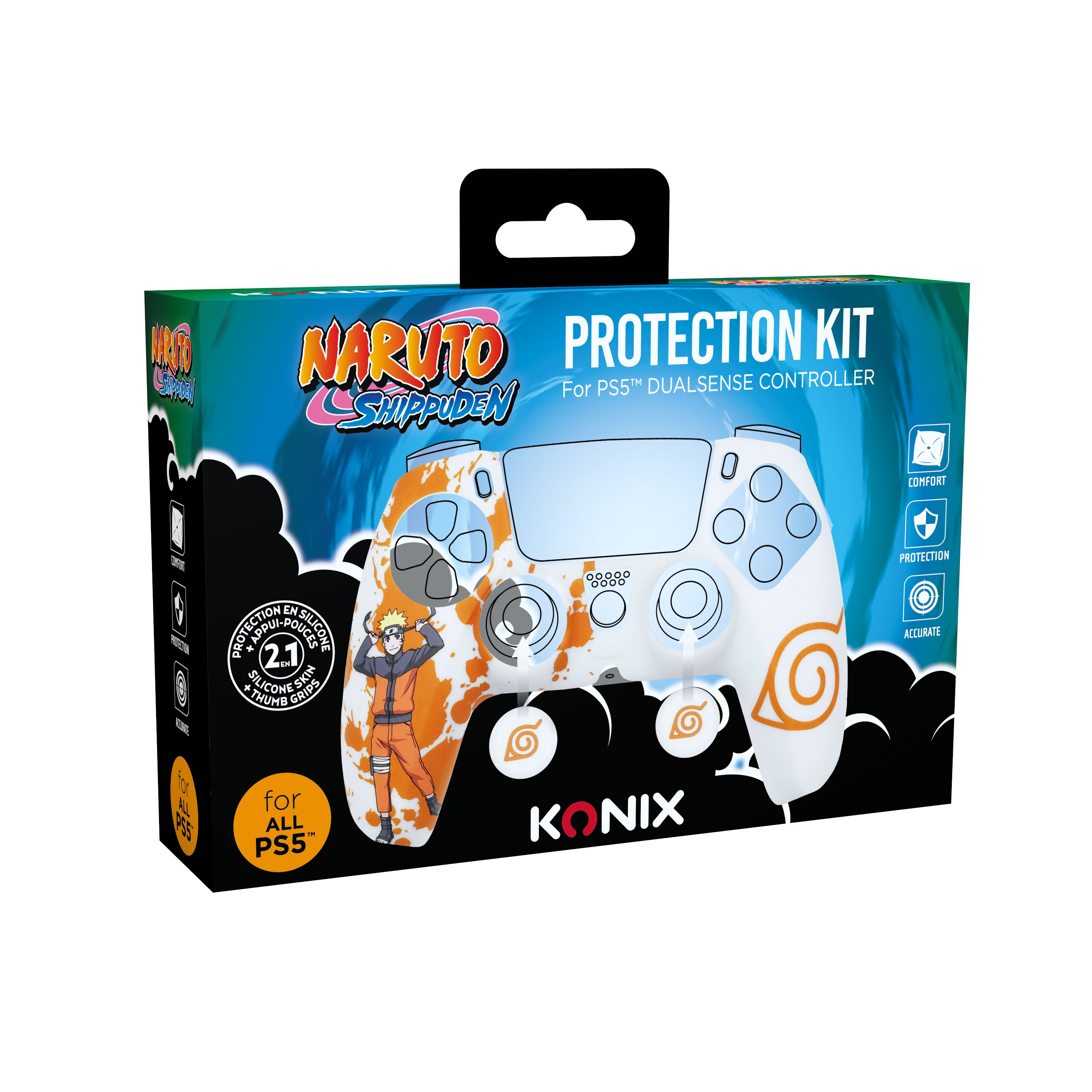 Kit De Protection En Silicone Pour Manette Kxlicences Dualsense Naruto Blanc
