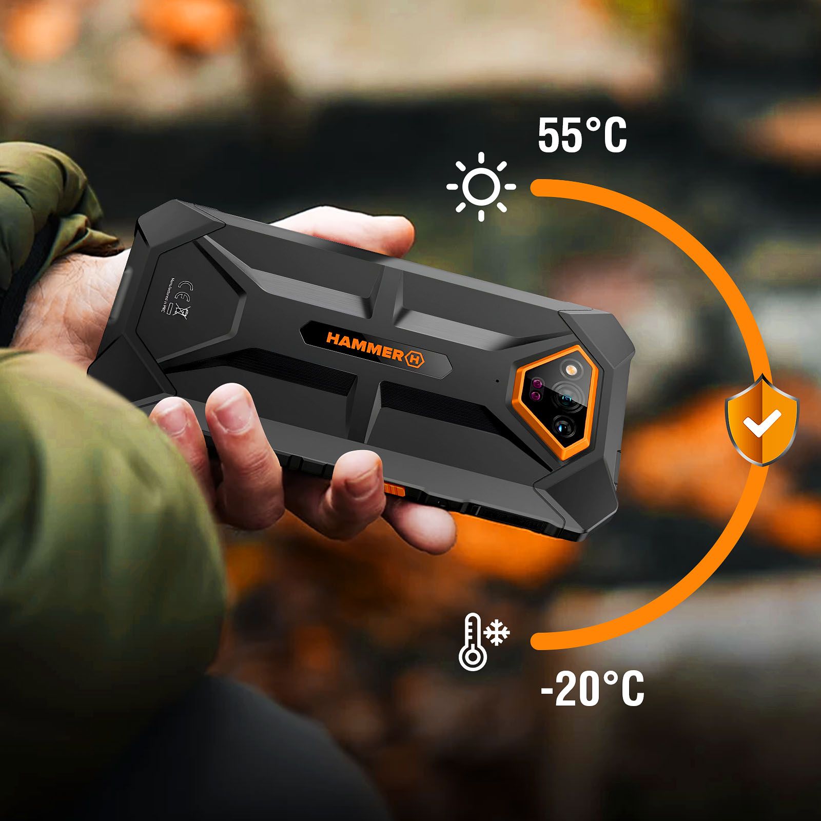Smartphone Hammer Iron v 6 Go / 64 Go Android 13 4g Lte Ip69 Batterie 6320mah Noir / Orange Hammer