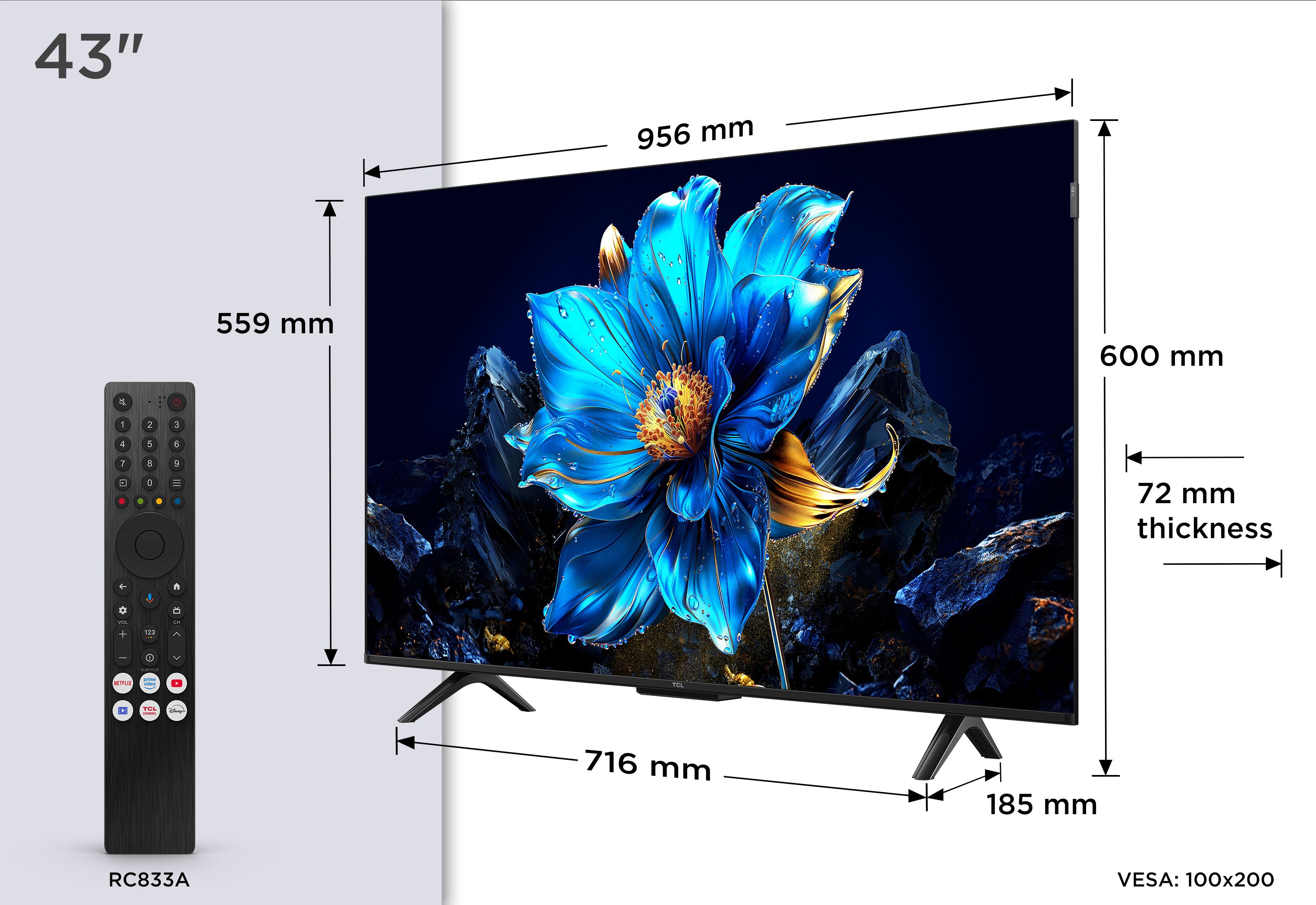 TV QLED 4K 43'' (109,2 cm) 43P7K TCL