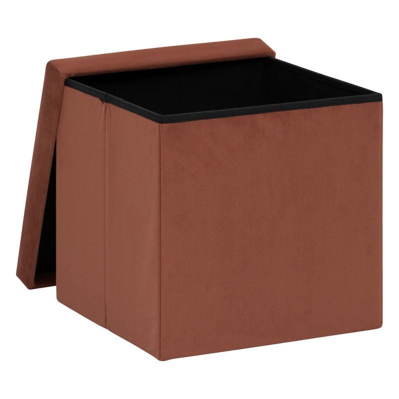 Pouf Pliant En Velours "trend Tess" 38cm Ambre