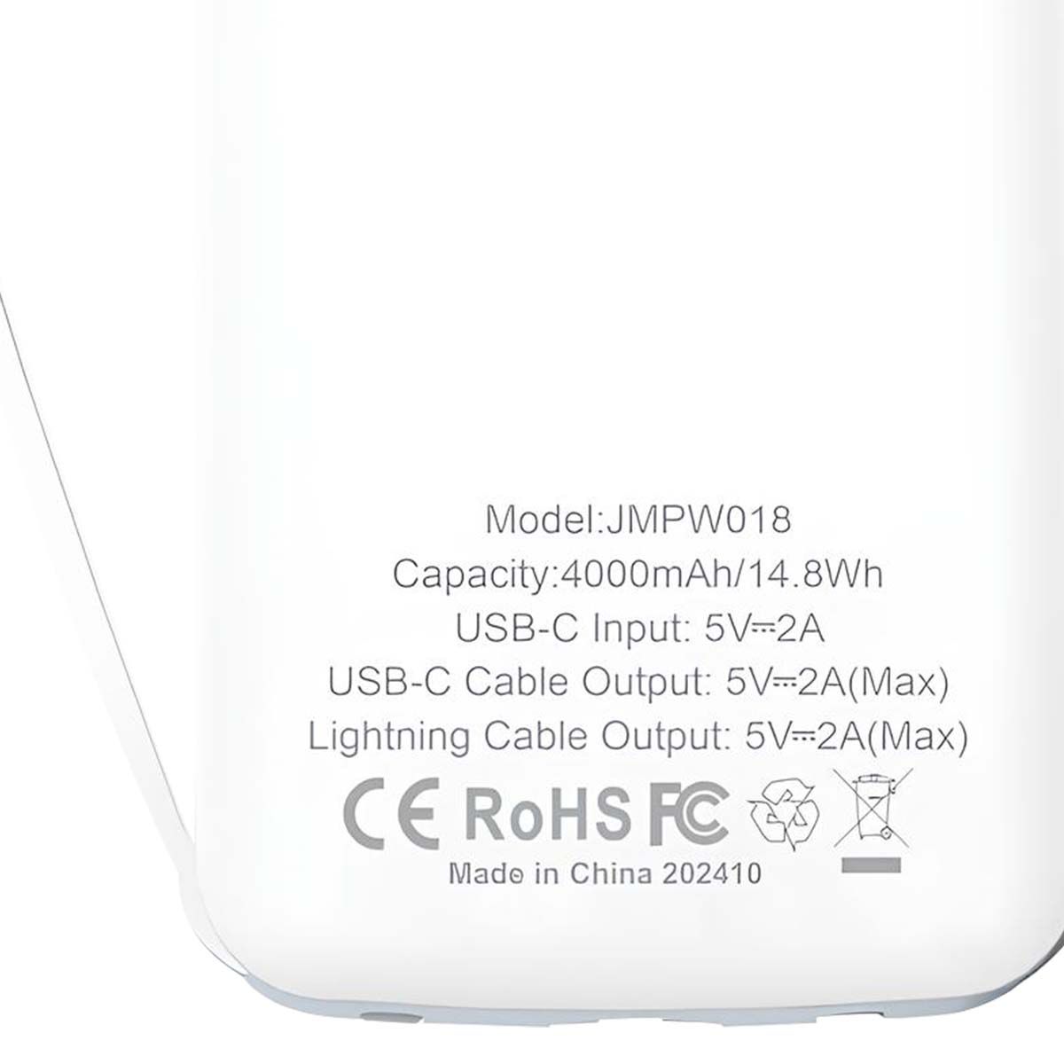 Powerbank Batterie De Secours 4000mah Avec Câbles, Lampe Et Anneau Porte Clé Blanc Jaym