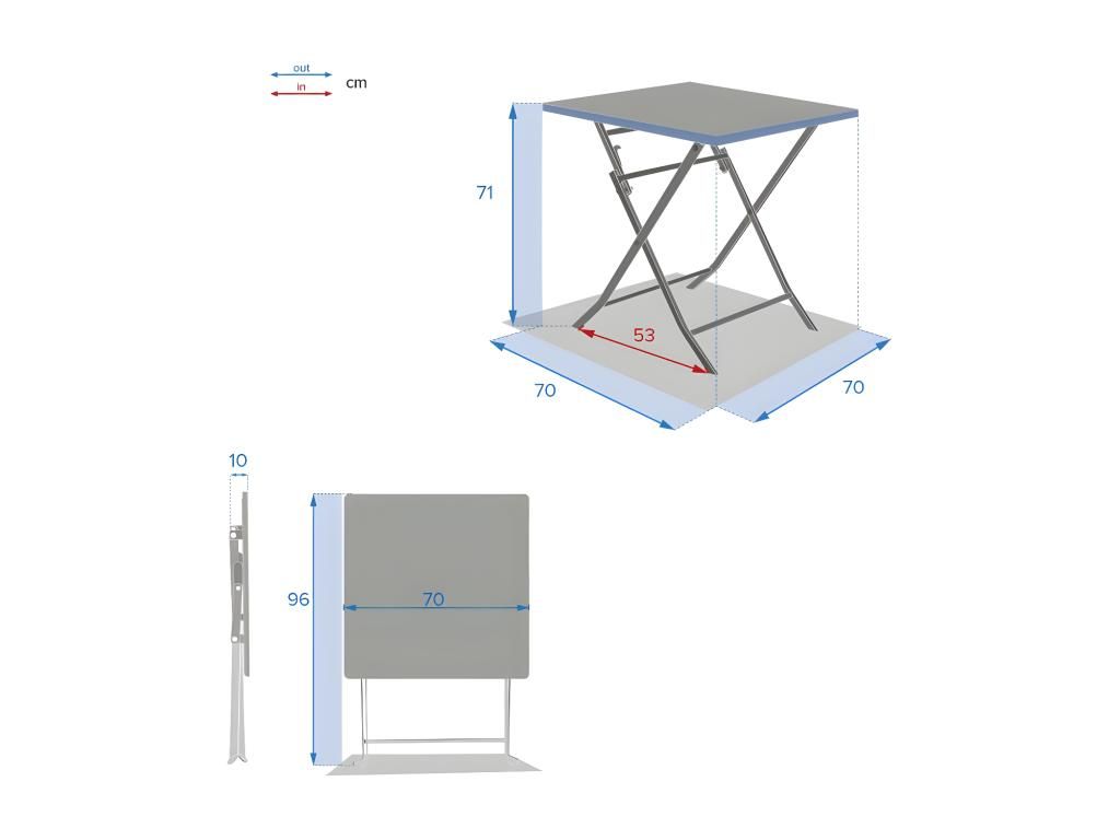 Table De Jardin Pliante Carrée Greensboro Ambre 2 Places En Acier Traité Époxy - Hespéride