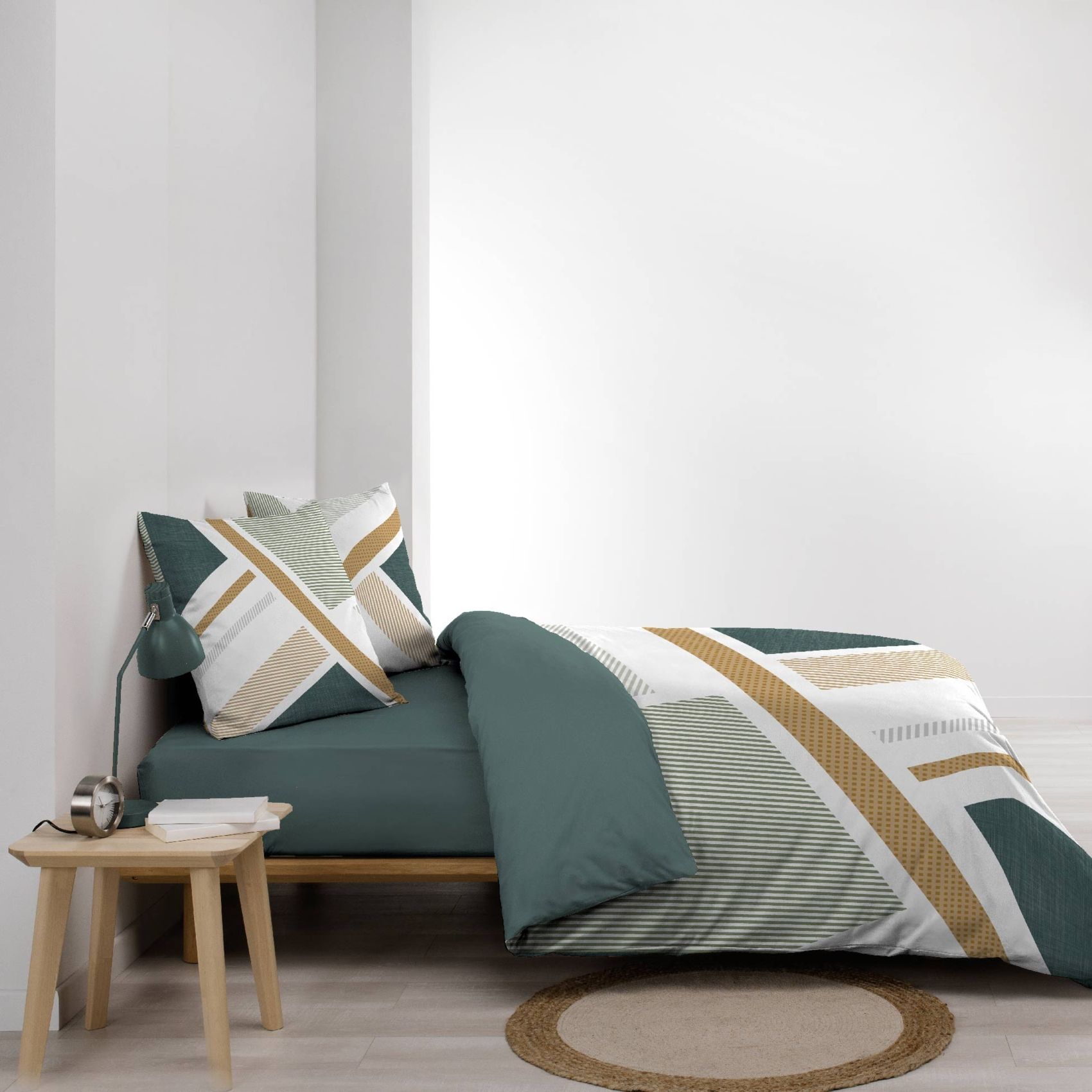 Parure De Lit Coton Motif Graphique Double Face Imprimée