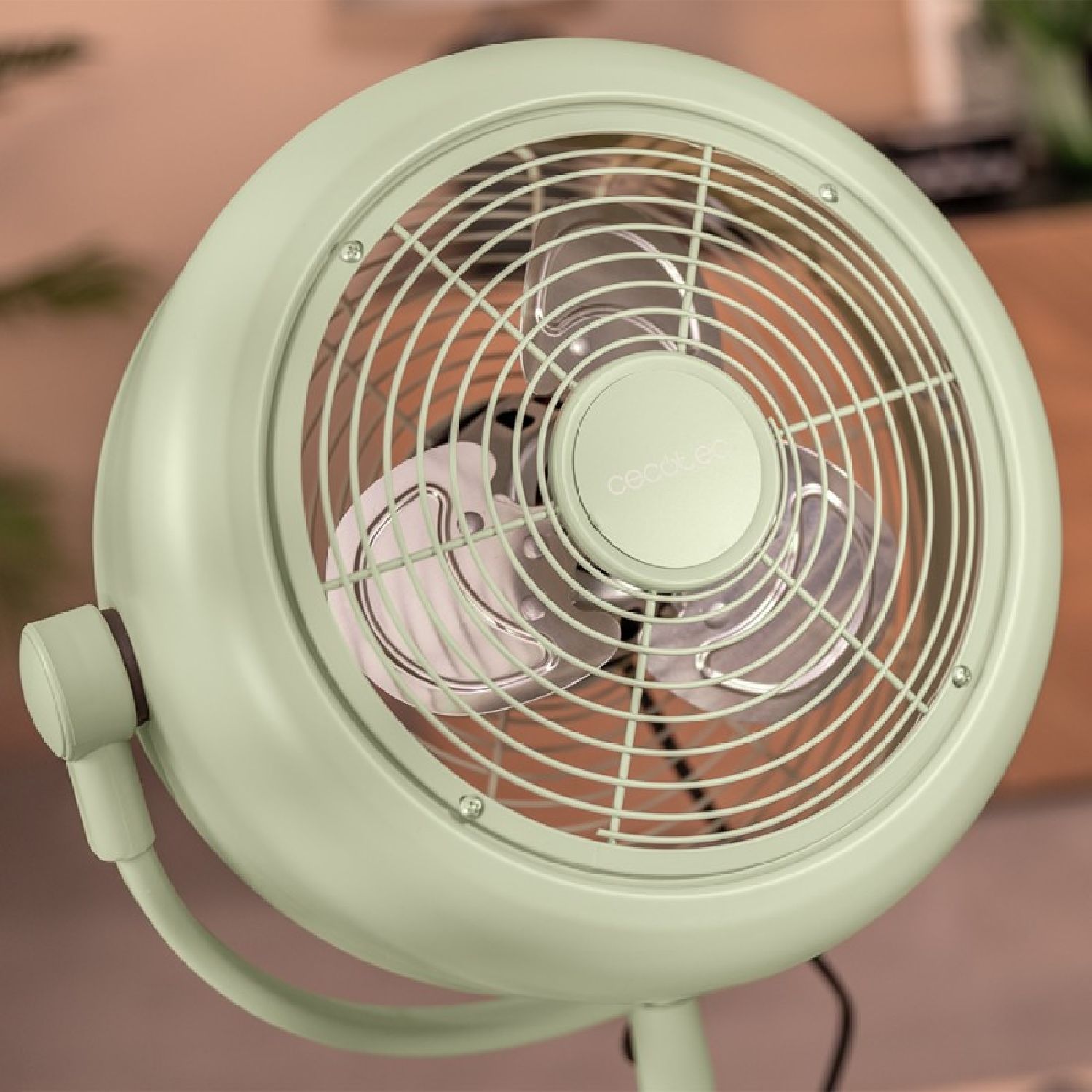 Cecotec - Ventilateur Sur Pied Energysilence 250 Classicstyle Green - 25 W, Diamètre 25 Cm, 3 Pales Et Hauteur Réglable