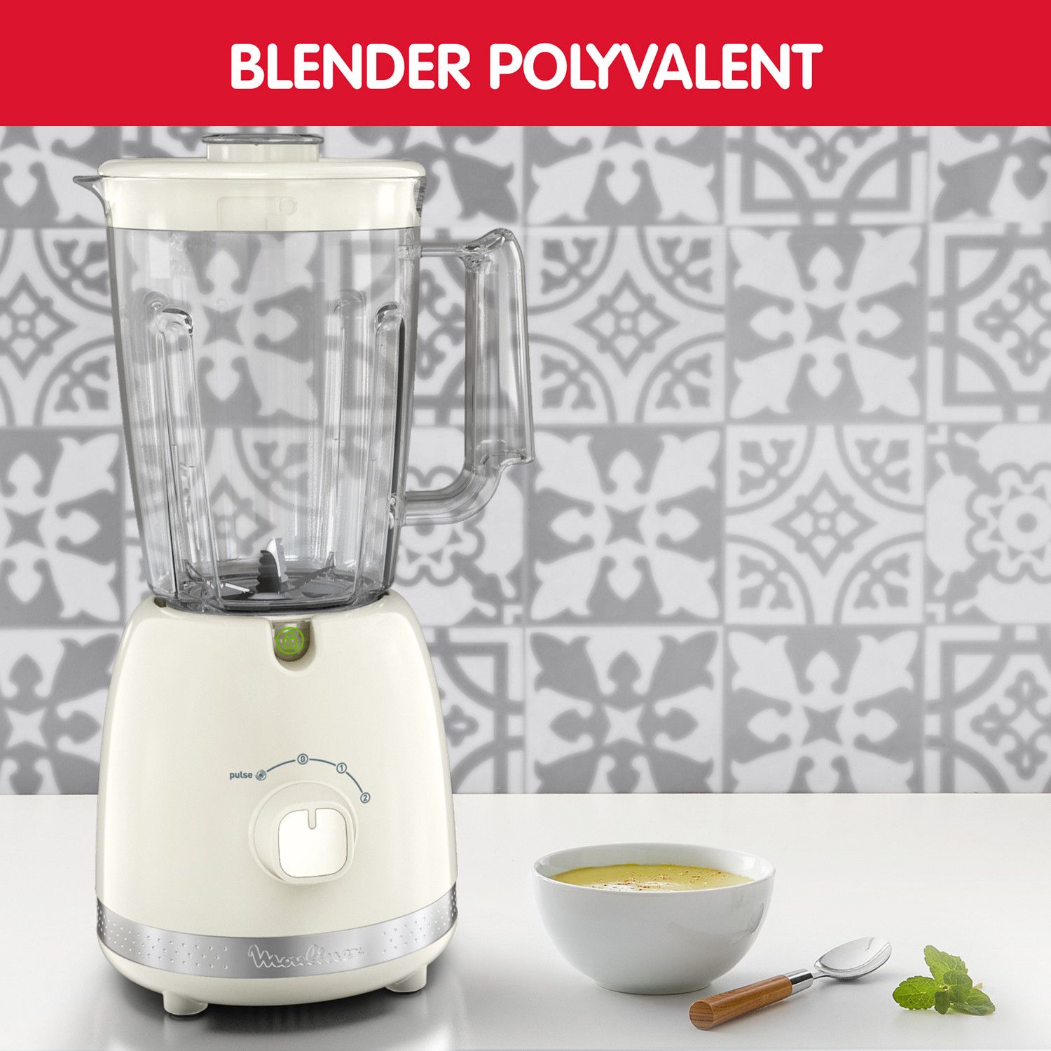 Blender Soleil 6 Lames, 2 Vitesses Ivoire LM355A10 MOULINEX