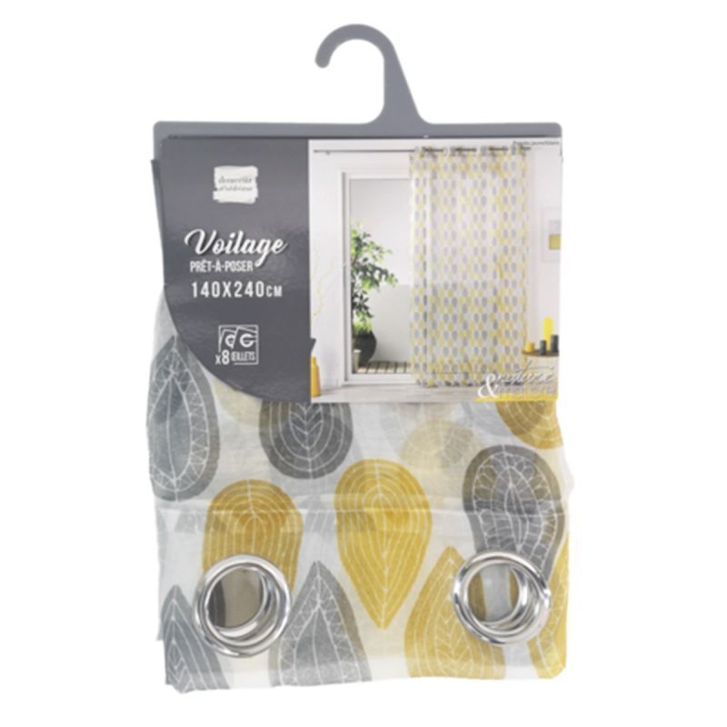 Paris Prix - Rideau Voilage "palpito" 140x240cm Jaune & Blanc