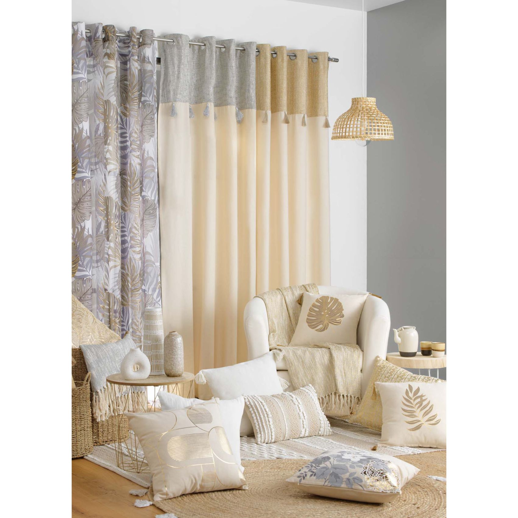 Coussin Déco "blanca" 40x40cm Naturel & Blanc