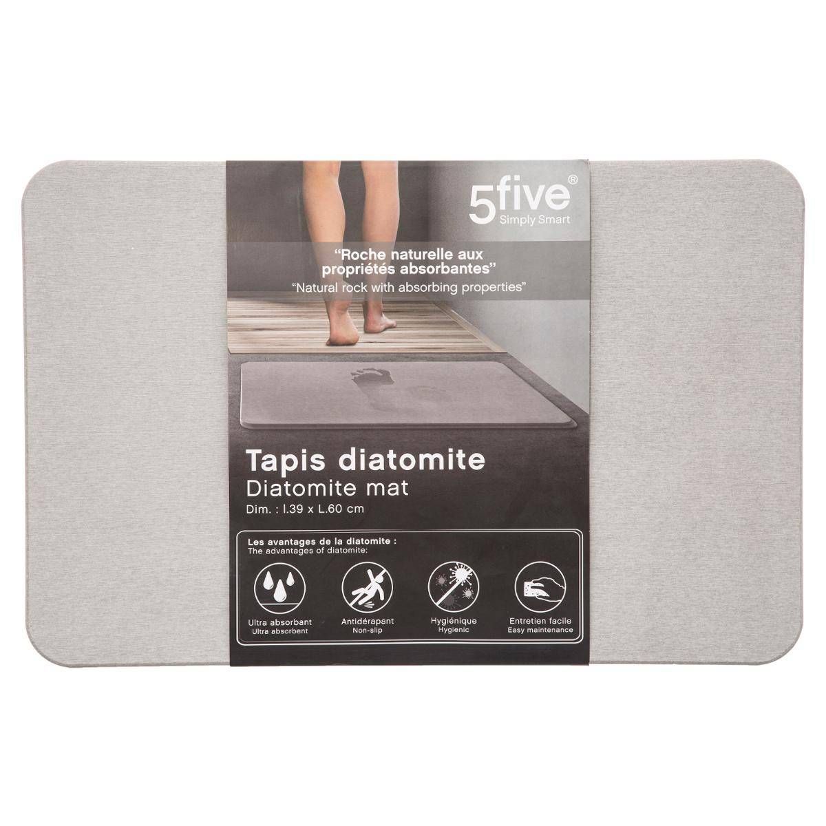 Tapis Diatomite 39x60cm Gris - 5five