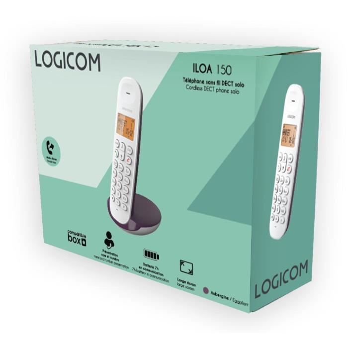 Téléphone Fixe Sans Fil - - Dect Iloa 150 Solo - Aubergine - Sans Répondeur