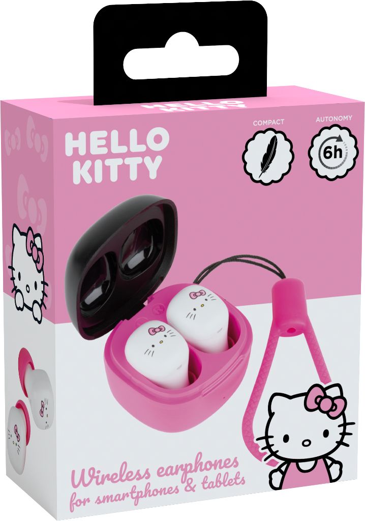 Konix Hello Kitty Casque Sans Fil Ecouteurs Appels/musique Bluetooth Rose, Blanc