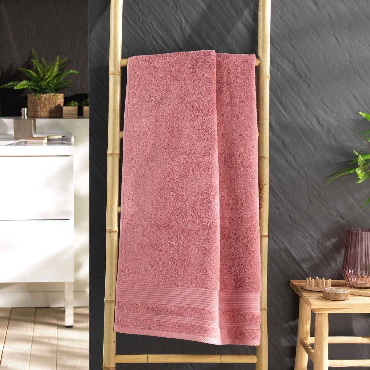 Drap De Douche "tendresse" 70x130cm Bois De Rose