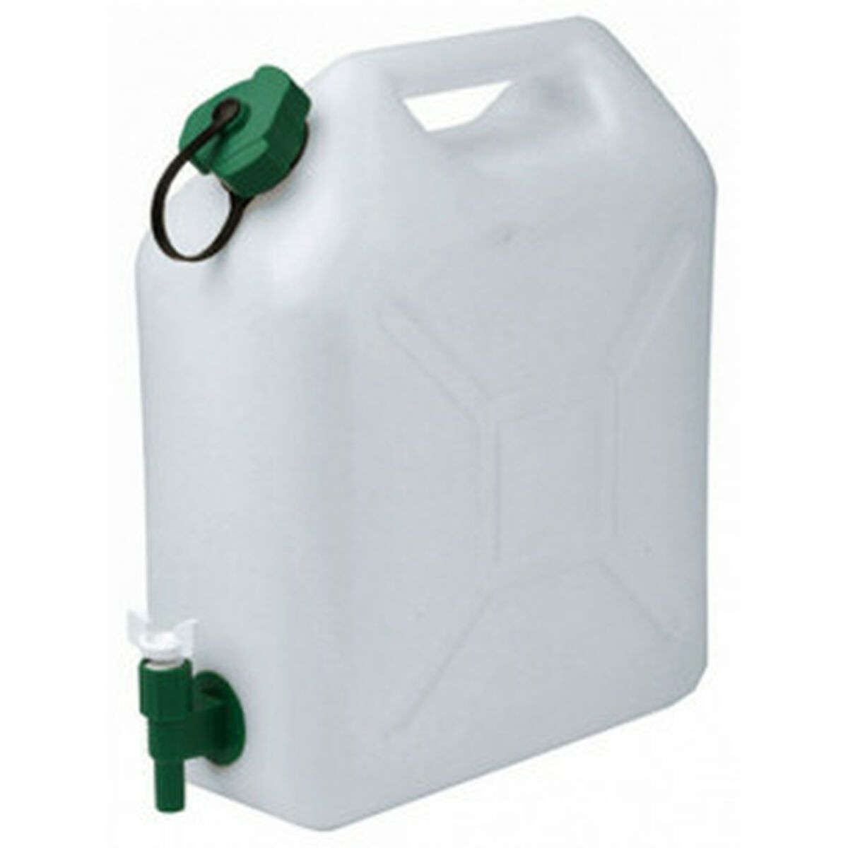Jerrycan Extra-fort - [marque] - Avec Robinet Eau Propre 5 Litres - Blanc Et Vert - Camping-car