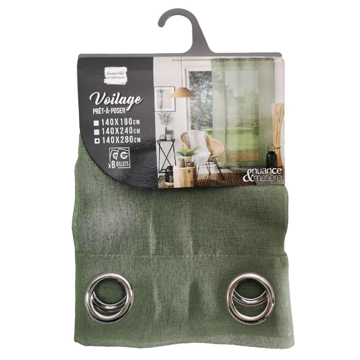 Rideau Voilage À Œillets "sandra" 140x280cm Kaki