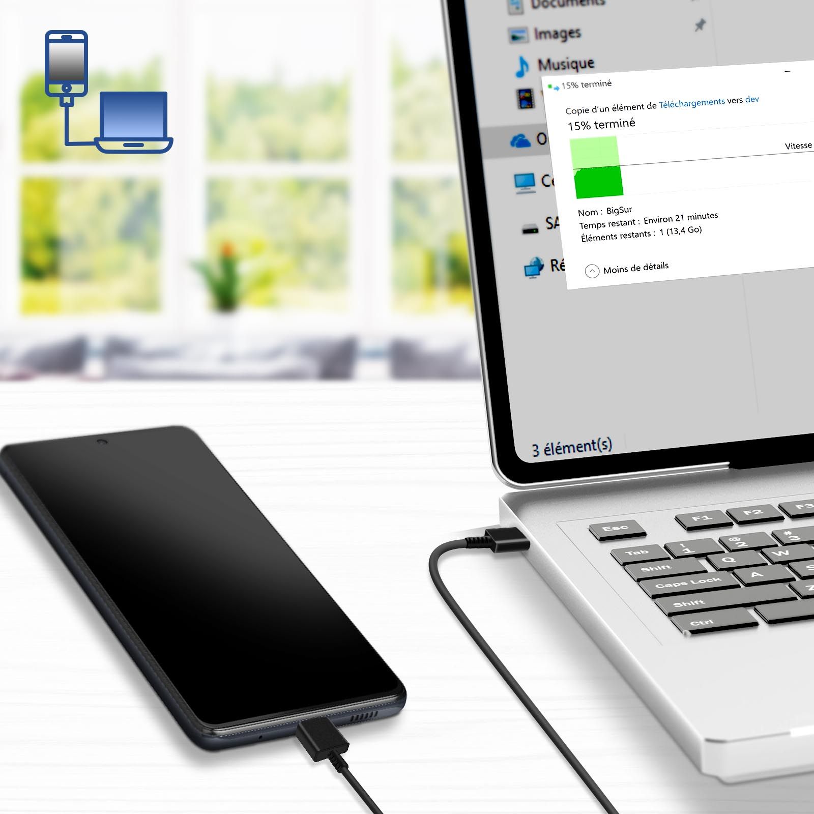 Cable Usb C Vers Usb C, Longueur 1,8m, Charge Rapide 25w