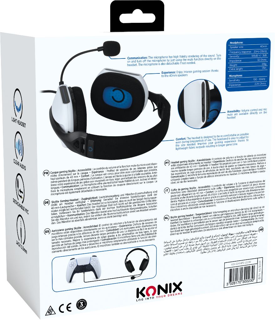 Konix Casque Gaming Ultraléger Ps5 Skylite