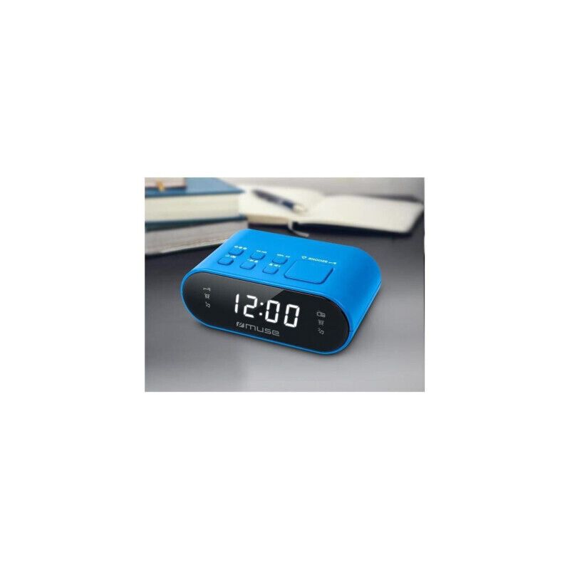 Muse M-10 Radio-réveil Avec 2 Alarmes Pll 24 Heures Et Variateur D'intensité Bleu