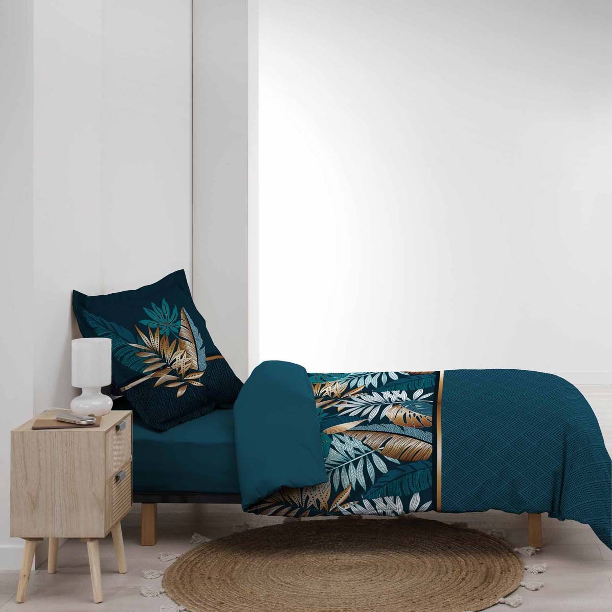 Parure De Lit 2 Pièces "alianor" 140x200cm Bleu