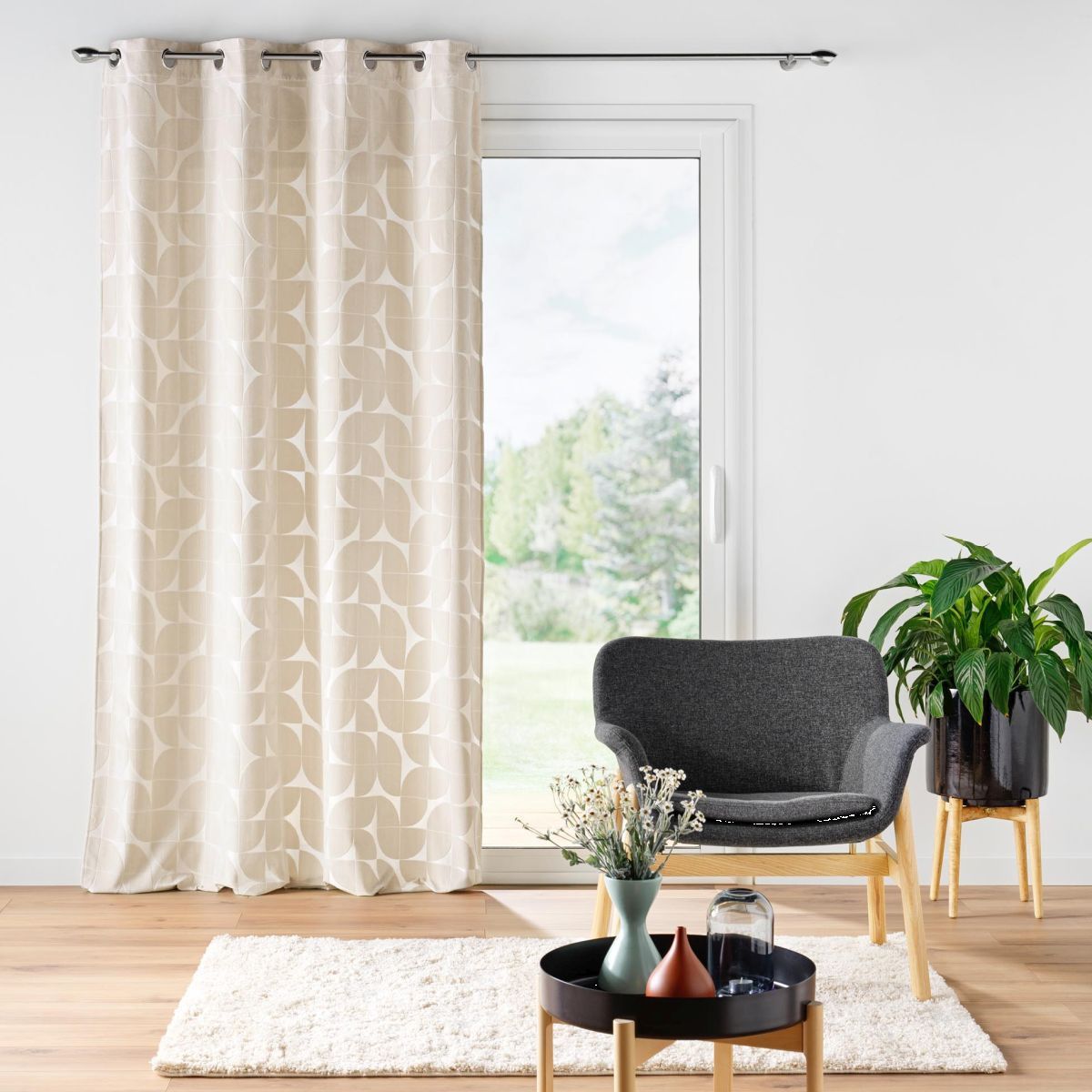 Rideau À Œillets En Velours "geolia" 135x260cm Naturel