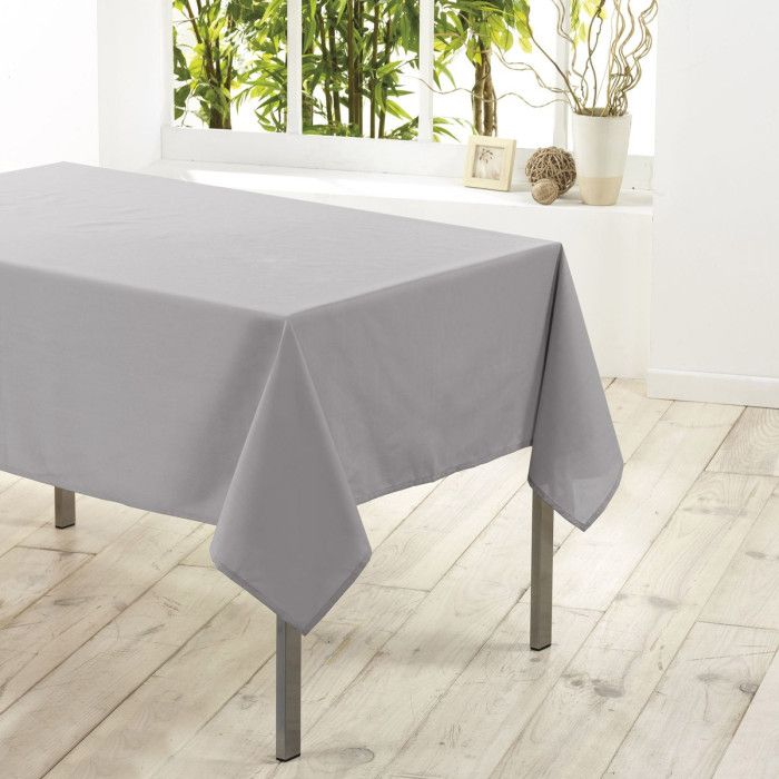 Nappe Rectangulaire Antitaches Grise - Dimensions 140x300 Cm - Polyester - Marque Paris Prix