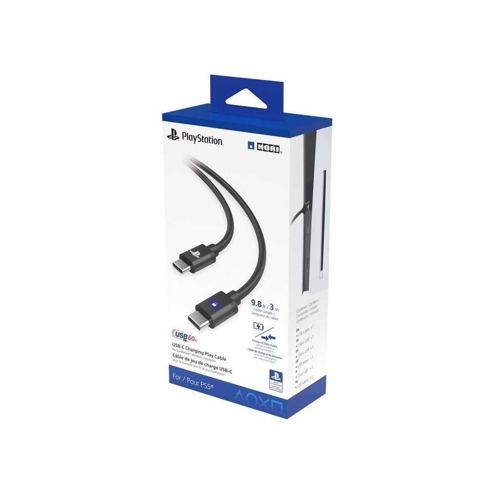 Câble De Charge Usb-c 3 M Tressé Nylon Noir Hori