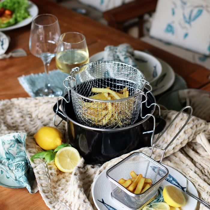 Friteuse - 3645580 - En Acier Émaillé - Noir - 26 Cm - Avec Couvercle Et Panier - Tous Feux Dont Induction