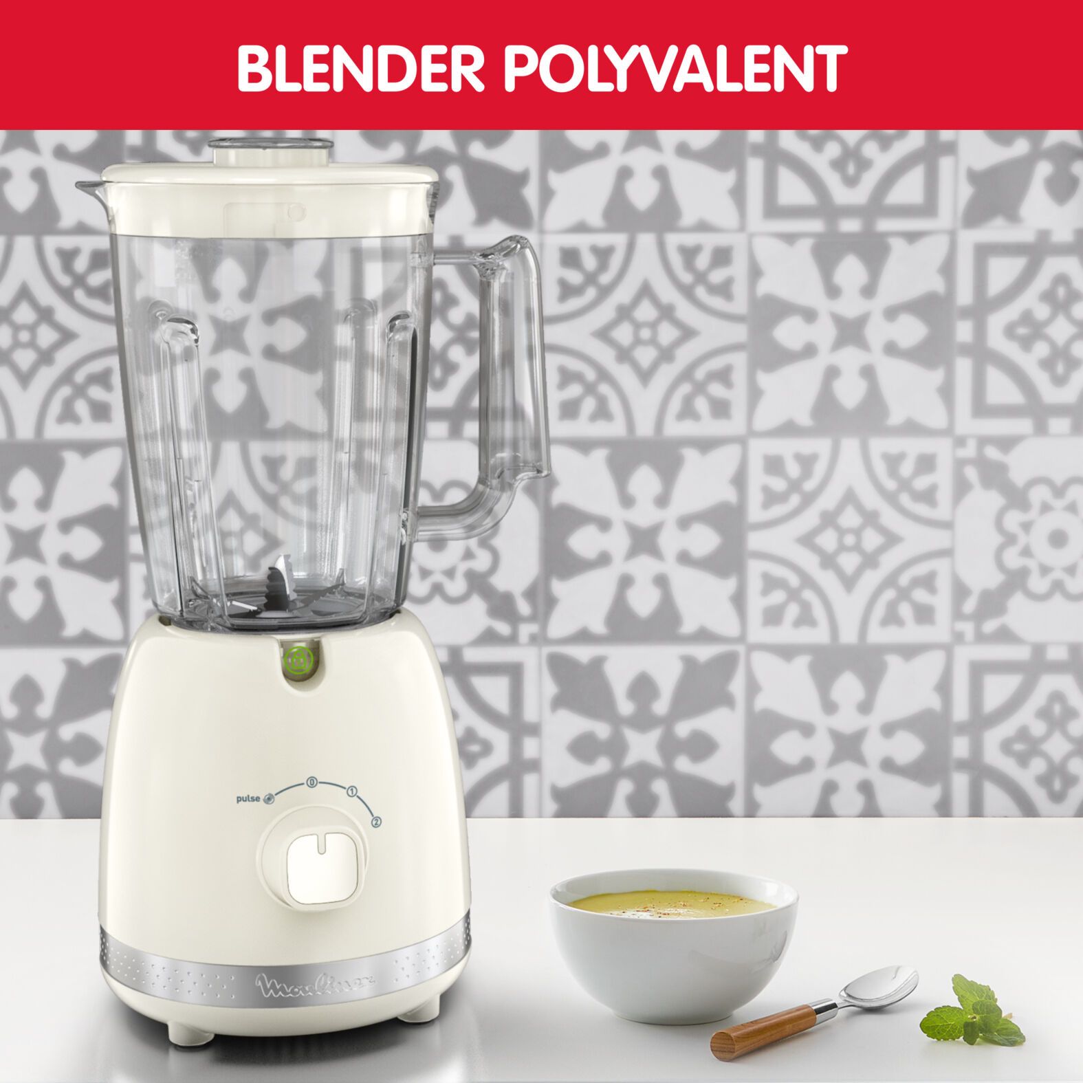 Blender Soleil 6 Lames, 2 Vitesses Ivoire LM355A10 MOULINEX