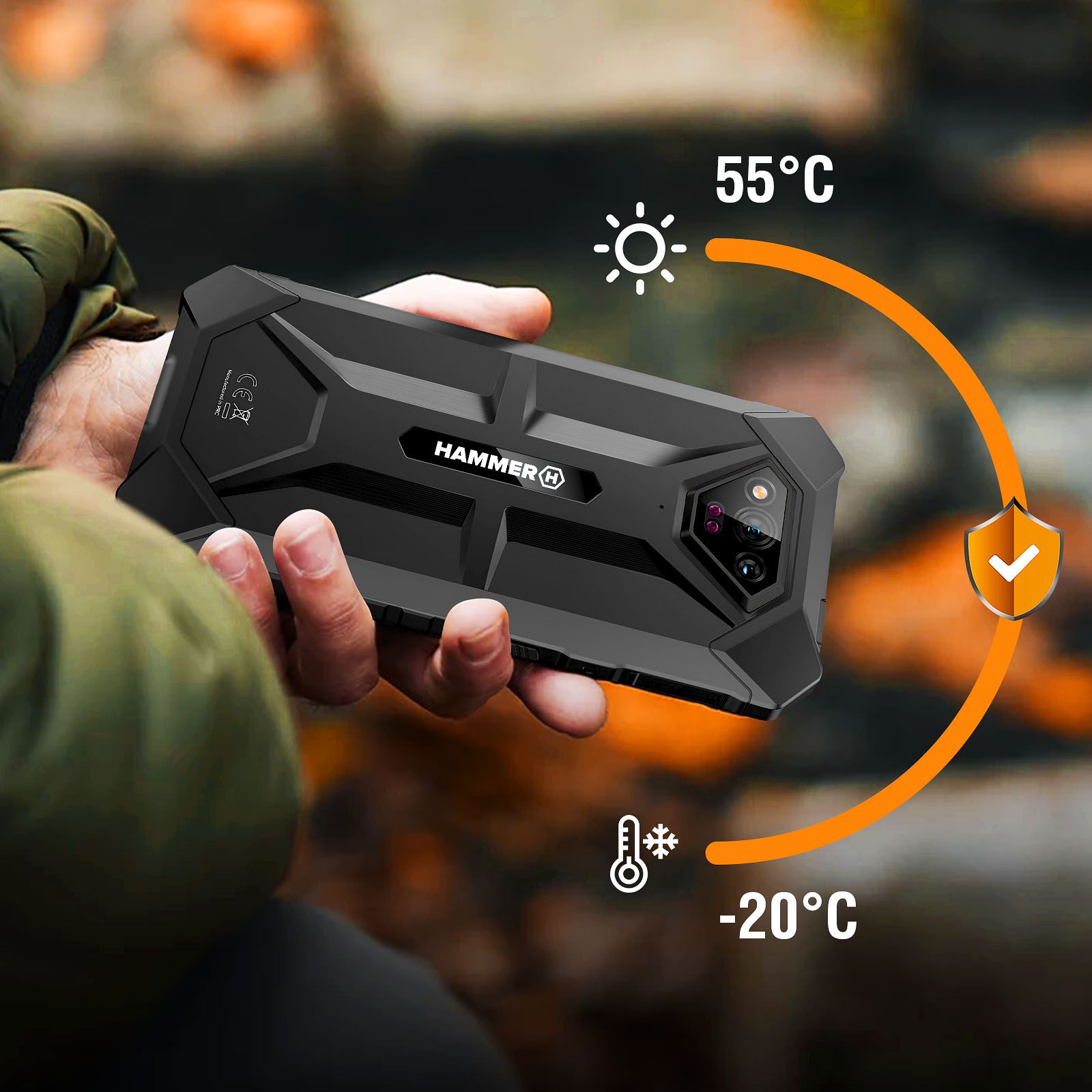 Smartphone Hammer Iron v 6 Go / 64 Go Android 13 4g Lte Ip69 Batterie 6320mah Noir Hammer