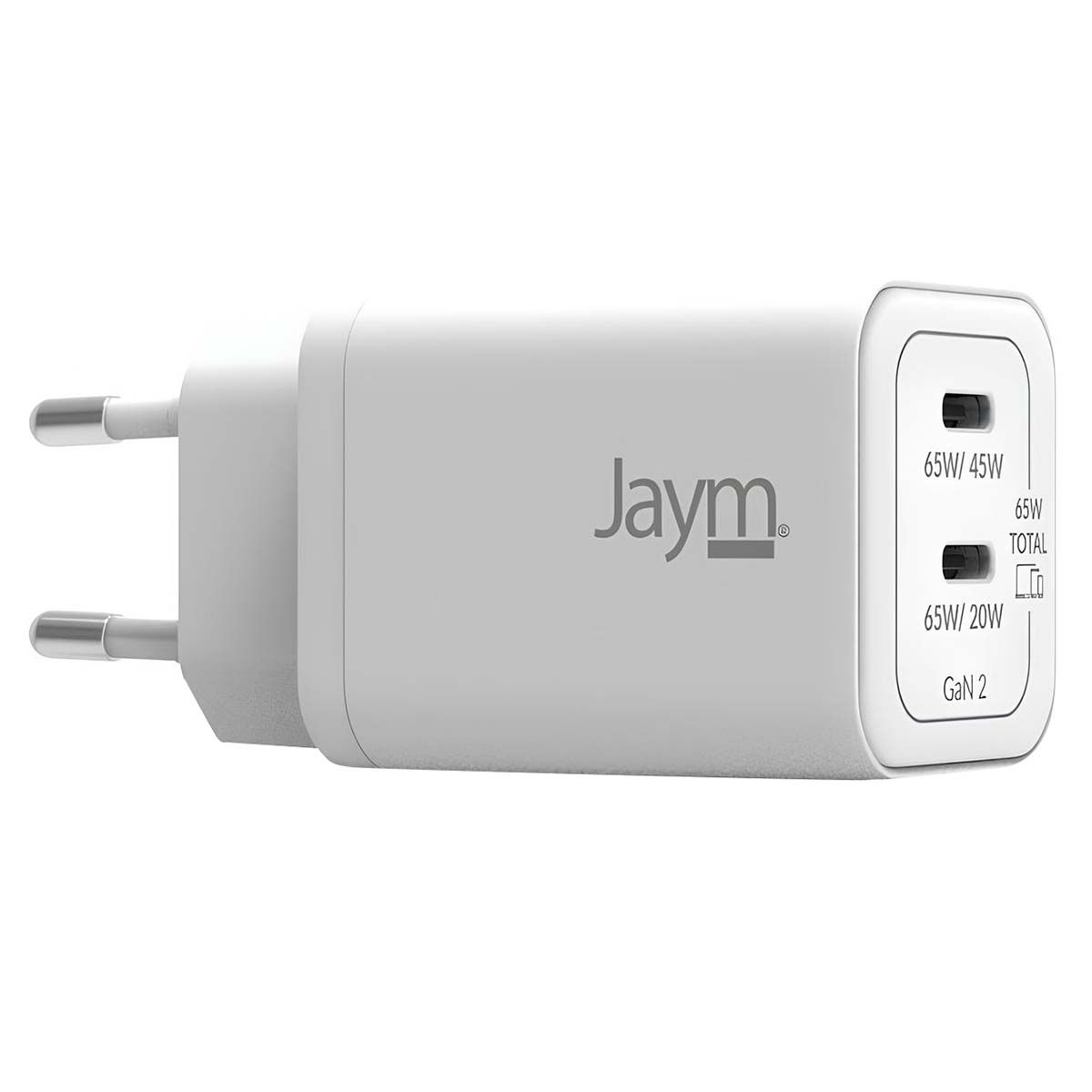 Chargeur Secteur 5a Double Usb-c 65w Pd Pps Gan Rapide Blanc Jaym