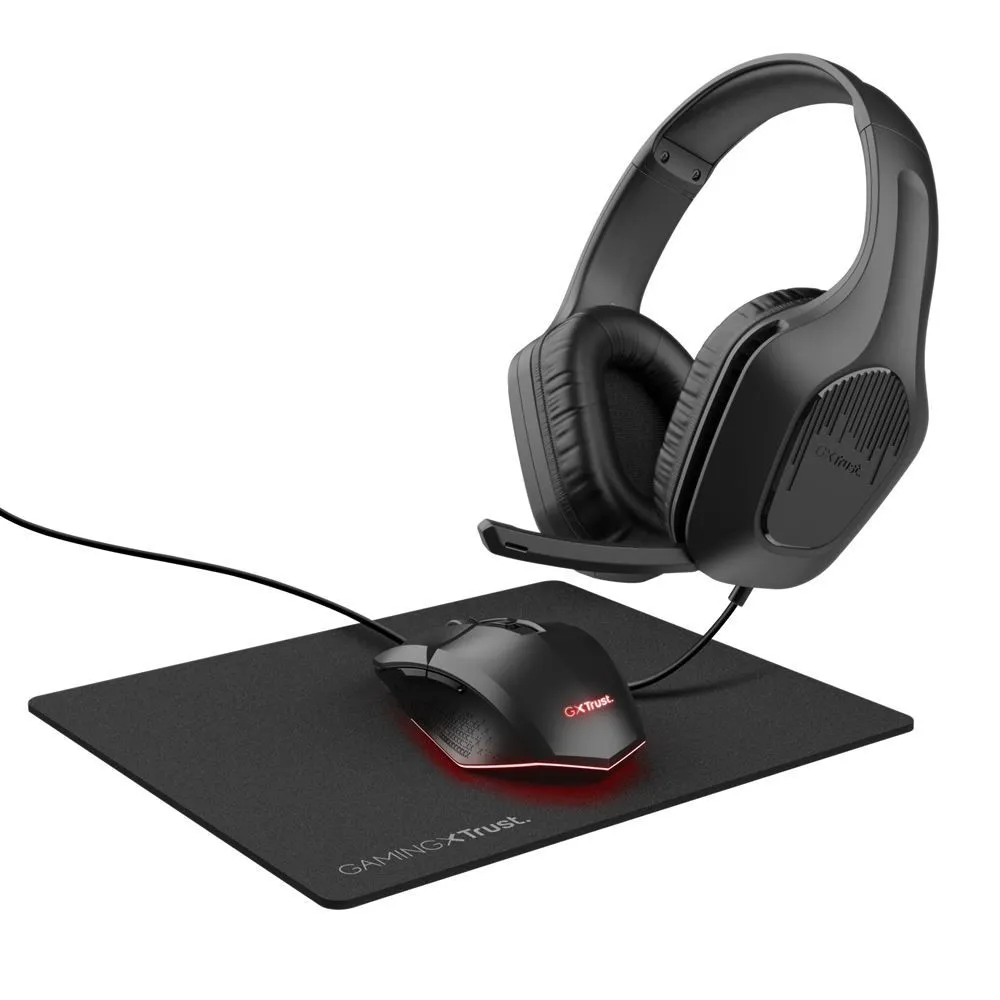 Product Image for Kit de gaming 3-en-1 Trust GXT 790 Casque gaming + Souris gaming + Tapis de souris Noir