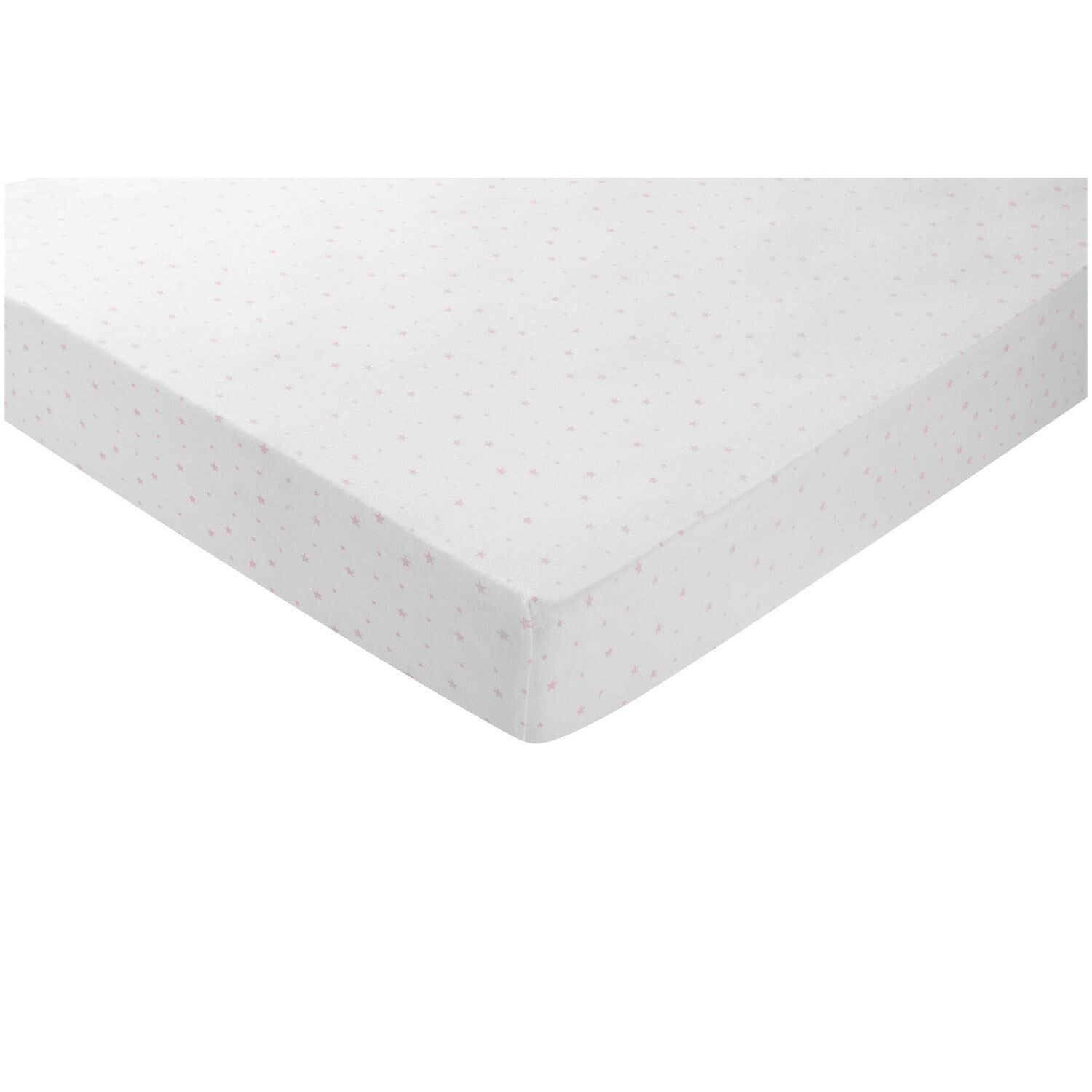 Drap housse blanc/rose TEX BABY