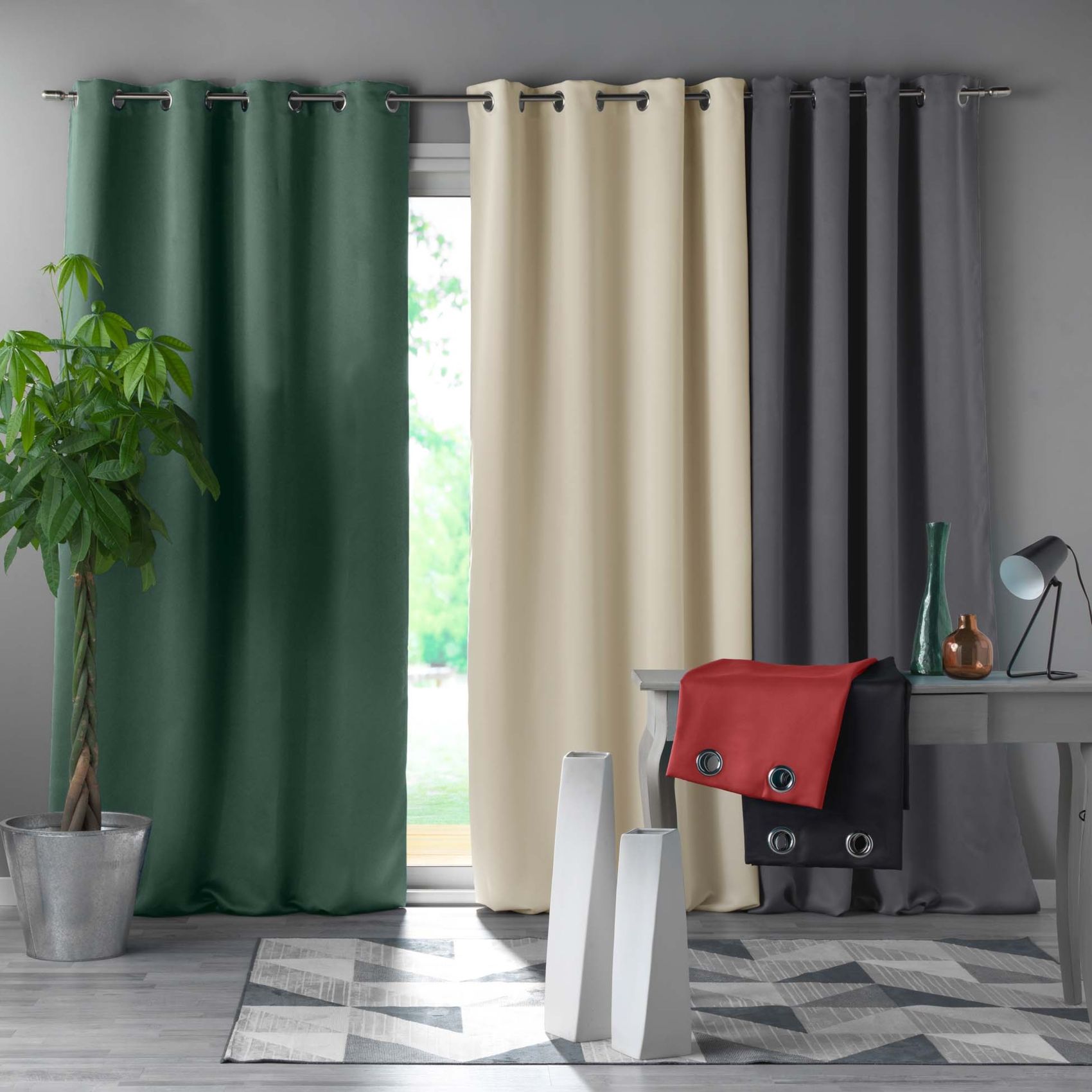 Rideau Occultant Uni À Oeillets