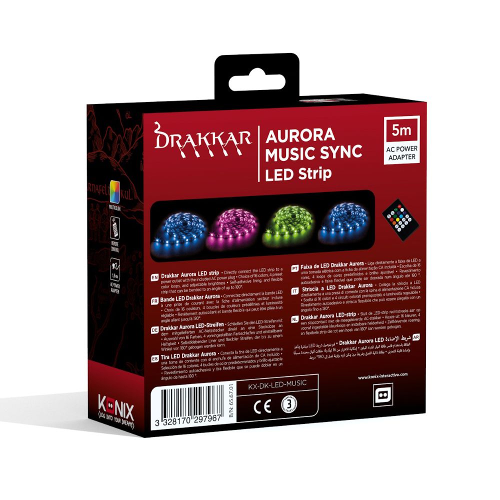 Konix Drakkar Aurora bande LED Music Sync 5m Prise secteur