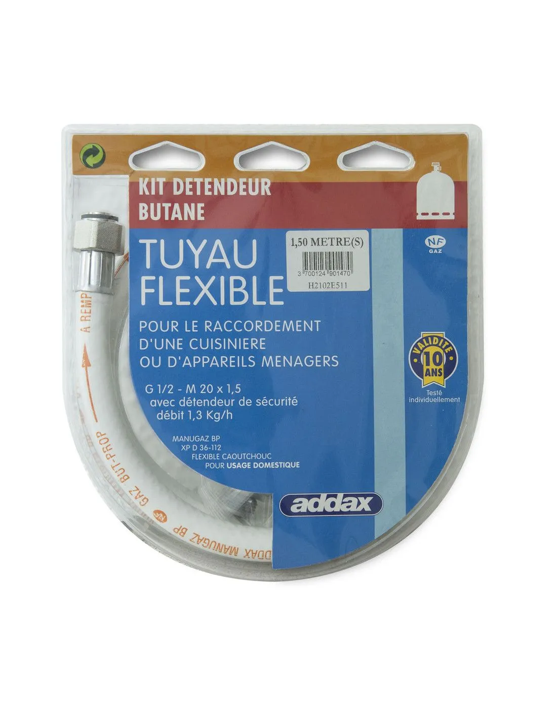 Product Image for Kit Flexible Butane 1m5 + Detendeur - Addax - - Plomberie > Gaz > Détendeur Gaz