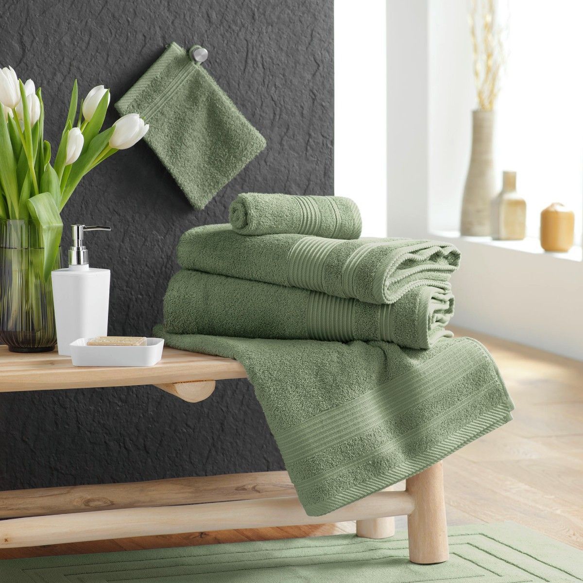 Drap De Douche "tendresse" 70x130cm Fougère