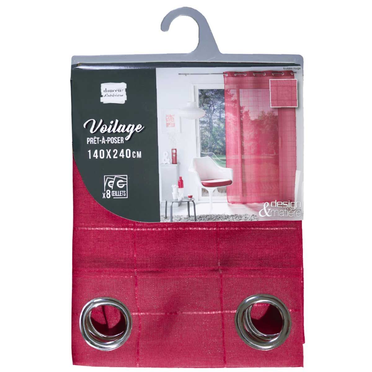 Rideau Voilage À Œillets "eulalie" 140x240cm Rouge