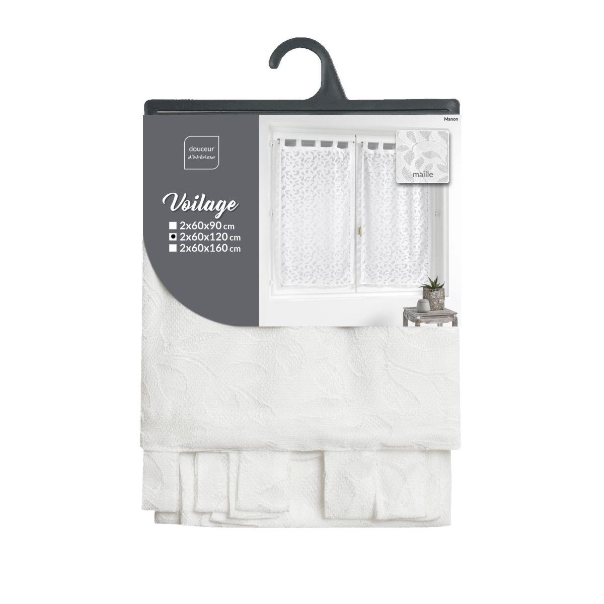 Paire De Voilages Maille "manon" 60x120cm Blanc