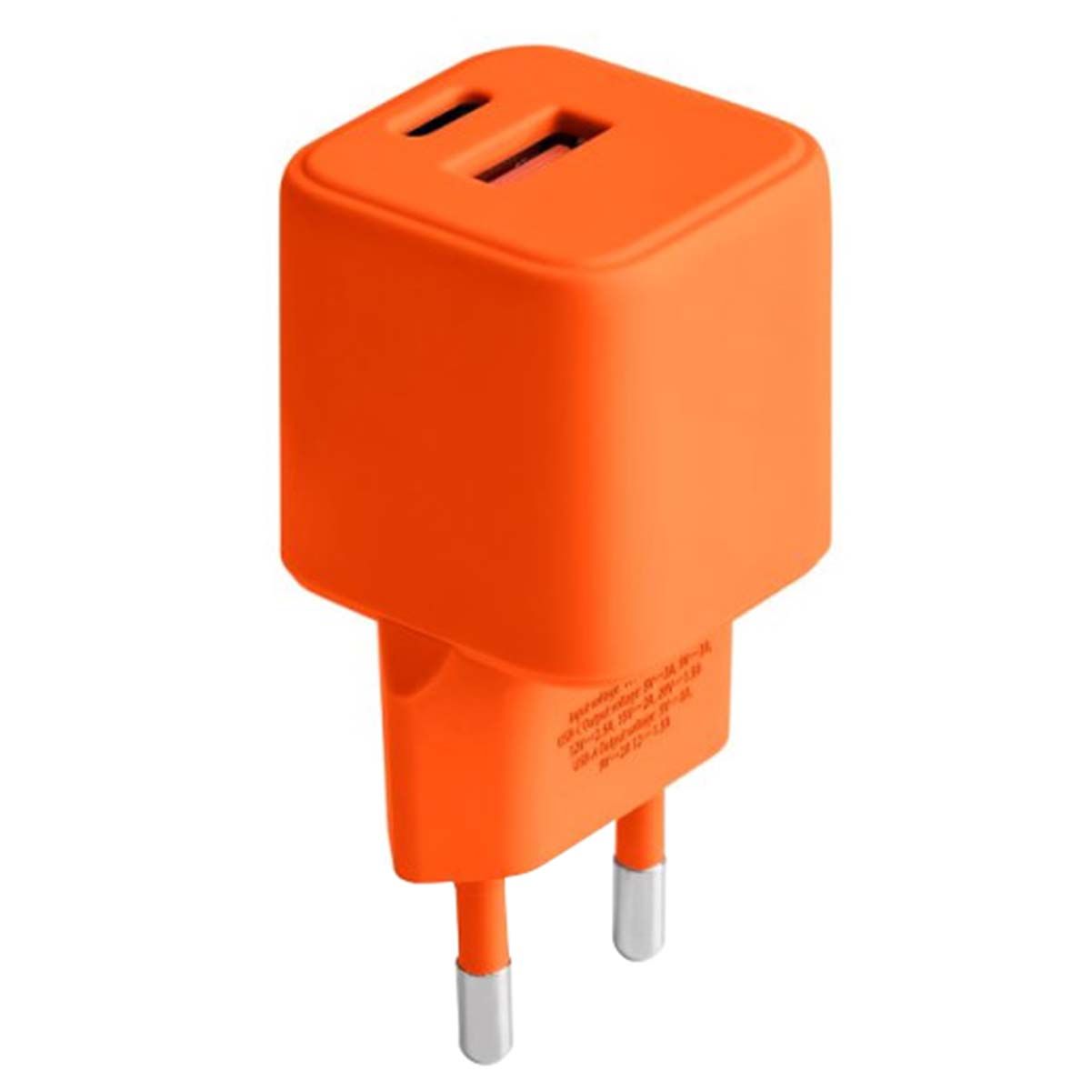 Chargeur Secteur Rapide Usb-a 18w Qc / Usb-c 30w Pd Compact Gan Orange Forever